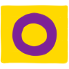 The Carpenter intersex flag, a purple circle on a yellow background.