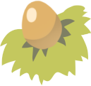 A green nest with a golden egg inside