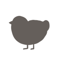 The grey silhouette of a chick