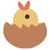 A chick hatching out of an egg