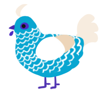 atoll, a cerulean and cream chicken with a lace pattern