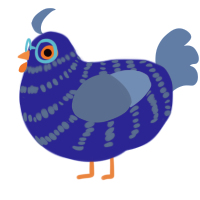 Cyra, a yellow and orange chicken with a bar pattern
