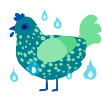 Hundo, a sea and spring chicken with a speckle pattern