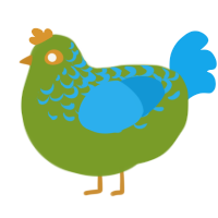 lima bean, a chartreuse and sky chicken with a half-lace pattern
