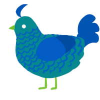 Sea Salt, a teal and ultramarine chicken with a lace pattern