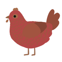 A red and russet chicken with a lace pattern
