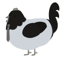 A mist and sable chicken with a head pattern