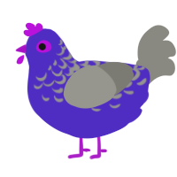 A indigo and ash chicken with a half-lace pattern