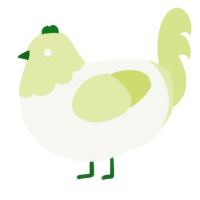 A white and lemon chicken with a head pattern