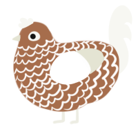 Binary, a brown and white chicken with a lace pattern