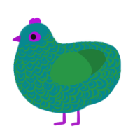 A teal and viridian chicken with a double-lace pattern