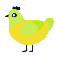 A yellow and lime chicken with a head pattern