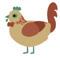 Pot Pie, a beige and red chicken with a neck-speckle pattern