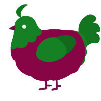 A maroon and leaf chicken with a head pattern