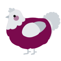 A wine and mist chicken with a head pattern