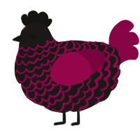 A sable and maroon chicken with a lace pattern