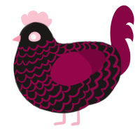 A sable and maroon chicken with a lace pattern