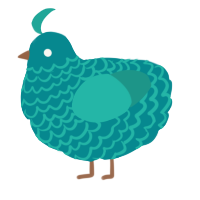 A teal and turquoise chicken with a lace pattern