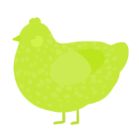 A lime chicken with a speckle pattern