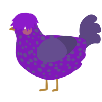 A violet and overcast chicken with a speckle pattern