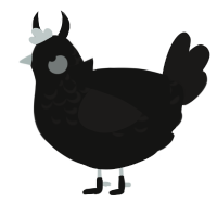 A black and sable chicken with a half-lace pattern