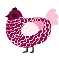 A maroon and rose chicken with a lace pattern