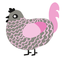 A ash and pink chicken with a lace pattern