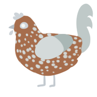 A brown and silver chicken with a speckle pattern