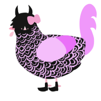join my emo band, a black and lavender chicken with a double-lace pattern