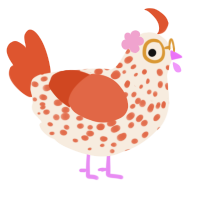 peeled Orange, a cream and vermilion chicken with a speckle pattern