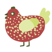 Honeycrisp, a red and lemon chicken with a speckle pattern