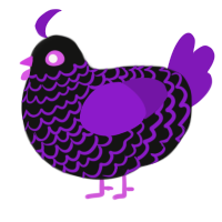 A black and violet chicken with a lace pattern