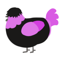 A sable and orchid chicken with a head pattern