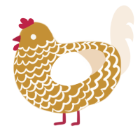 Bounce, a gold and cream chicken with a lace pattern