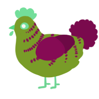 A chartreuse and wine chicken with a half-bar pattern