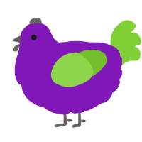 A violet and grass chicken