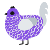 A blurple and mist chicken with a lace pattern