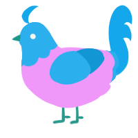 A lavender and sky chicken with a head pattern