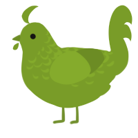 chlorophyll, a chartreuse chicken with a half-lace pattern