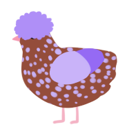 A russet and lilac chicken with a speckle pattern