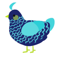 A navy and aqua chicken with a lace pattern