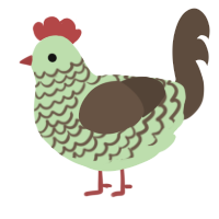 mint, a gluppy and bark chicken with a lace pattern