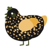 A sable and honey chicken with a speckle pattern