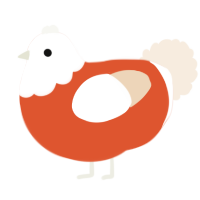 A vermilion and cream chicken with a head pattern