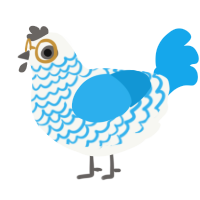 Michael, a white and sky chicken with a lace pattern