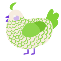 A cream and grass chicken with a lace pattern