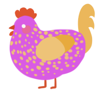 A orchid and honey chicken with a speckle pattern