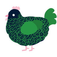 A tumblr and viridian chicken with a double-lace pattern