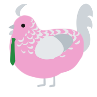 A pink and mist chicken with a half-lace pattern