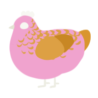 A pink and orange chicken with a half-lace pattern